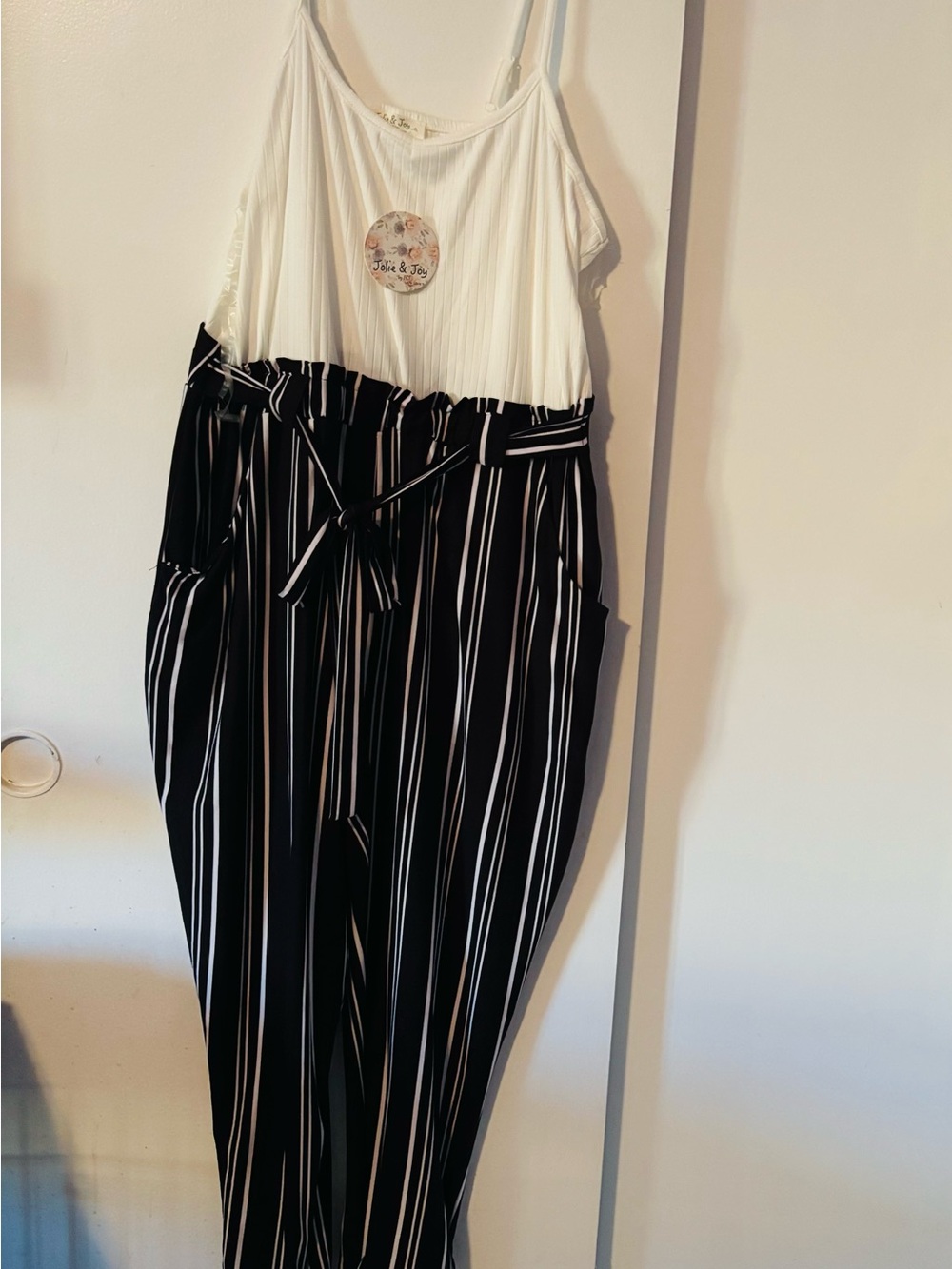 NWT!!! Women’s Black & White Striped One Piece Jumpsuit size 1x